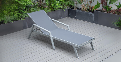 Marlin Aluminum Outdoor Chaise Lounge Chair with Sling Fabric Seat