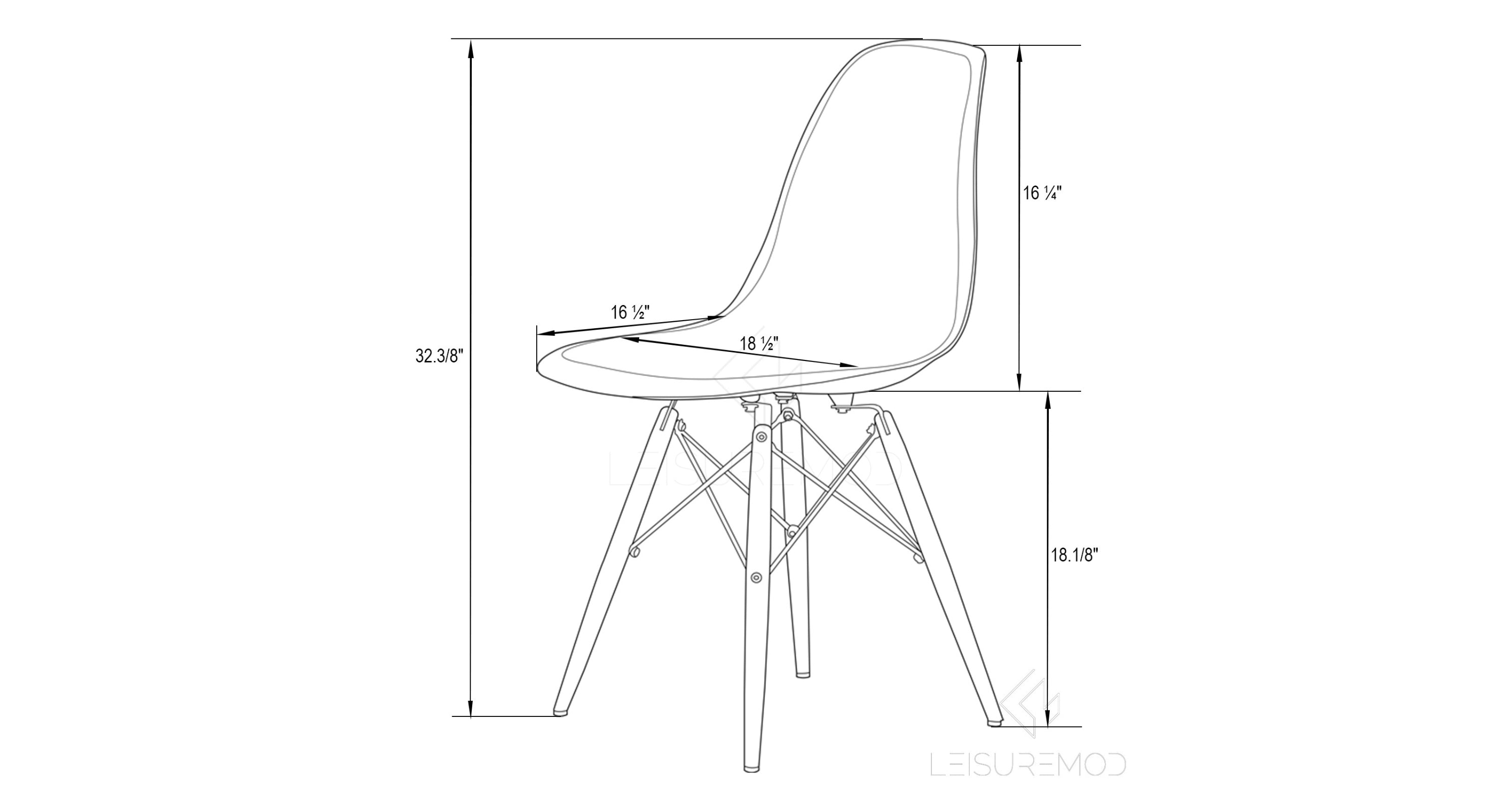 Dover Modern Molded Side Chair with Wood Base, Set of 2