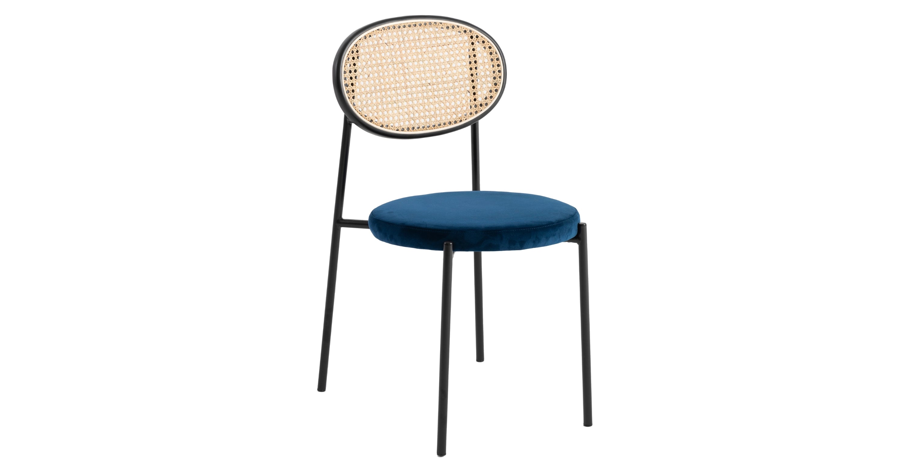 Euston Modern Upholstered Dining Chair with Round Wicker/Velvet Back Style