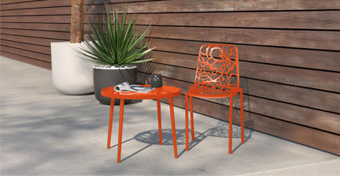 Devon Stackable Aluminum Outdoor Dining Chairs with Flower Design