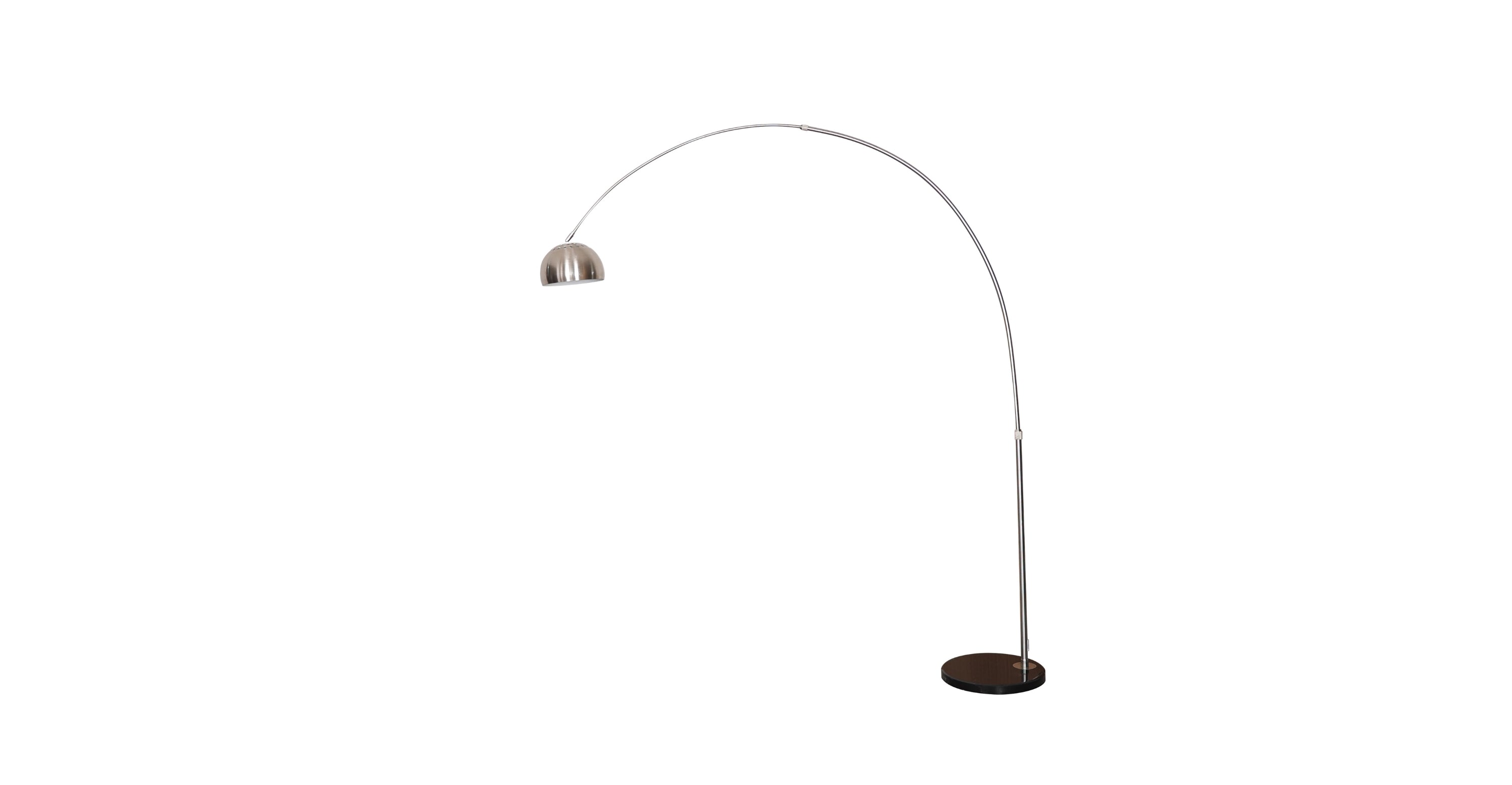 Arco Modern 76" Arched Floor Lamp: Black Marble Base & Metal Dome Shade