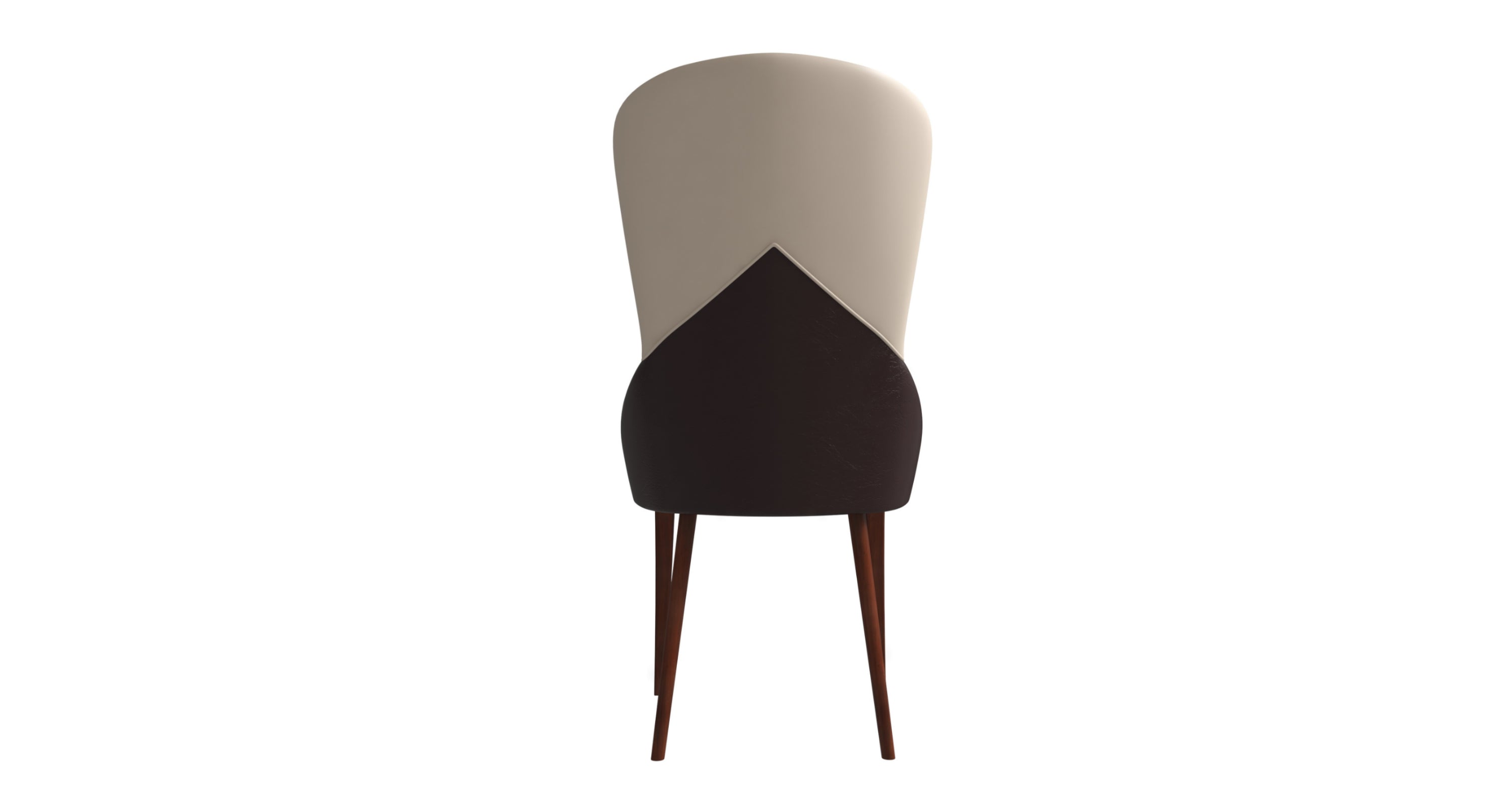 Havana Leather Dining Chair with a Two-Tone Color Design and Rubberwood Legs