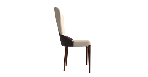 Havana Leather Dining Chair with a Two-Tone Color Design and Rubberwood Legs