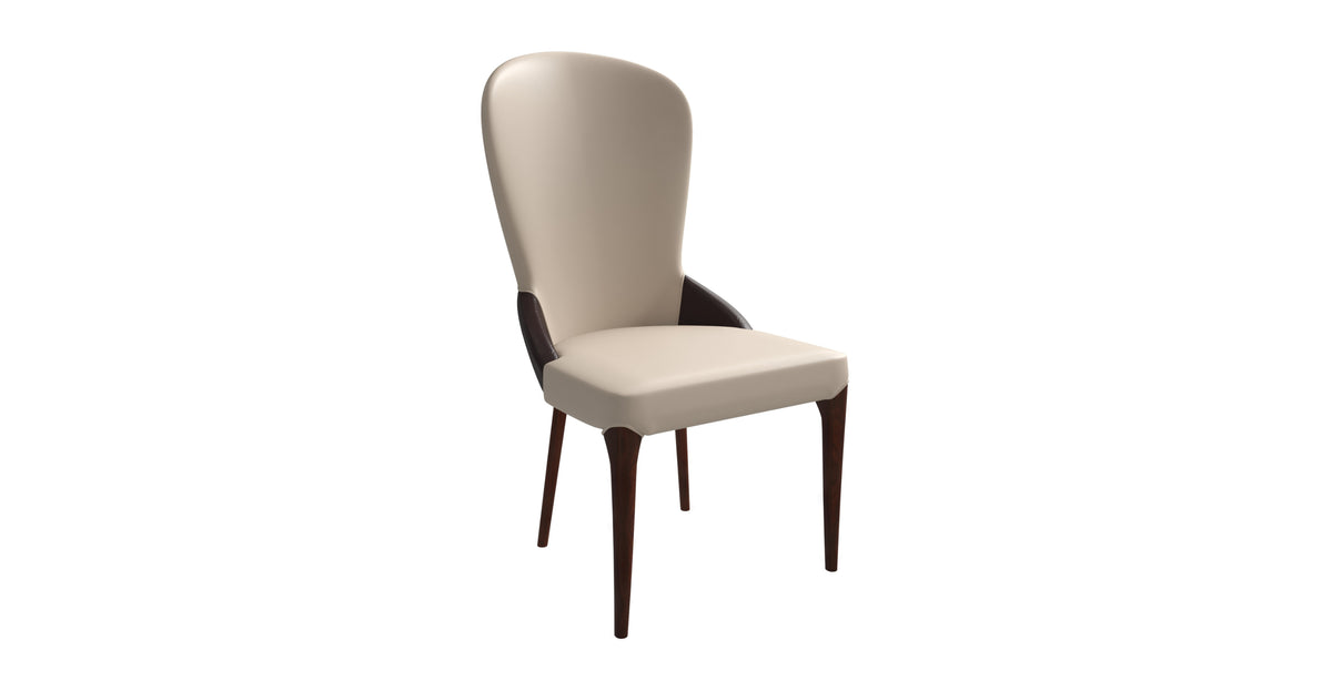 Havana Leather Dining Chair with a Two-Tone Color Design and Rubberwood Legs