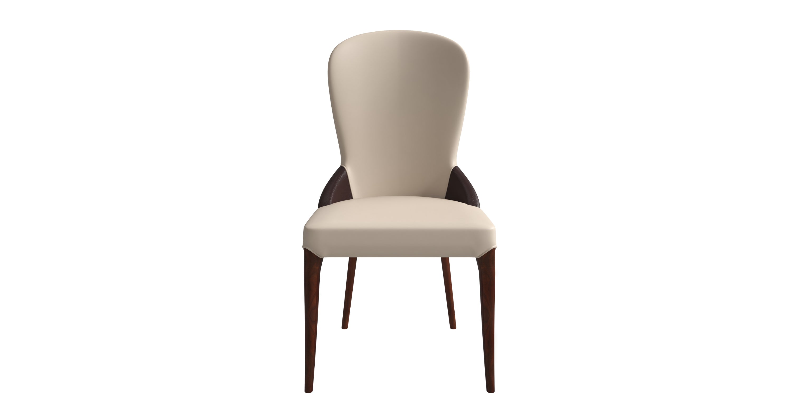 Havana Leather Dining Chair with a Two-Tone Color Design and Rubberwood Legs