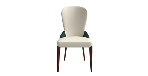 Havana Leather Dining Chair with a Two-Tone Color Design and Rubberwood Legs