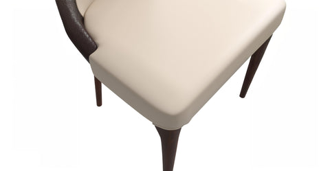 Havana Leather Dining Chair with a Two-Tone Color Design and Rubberwood Legs