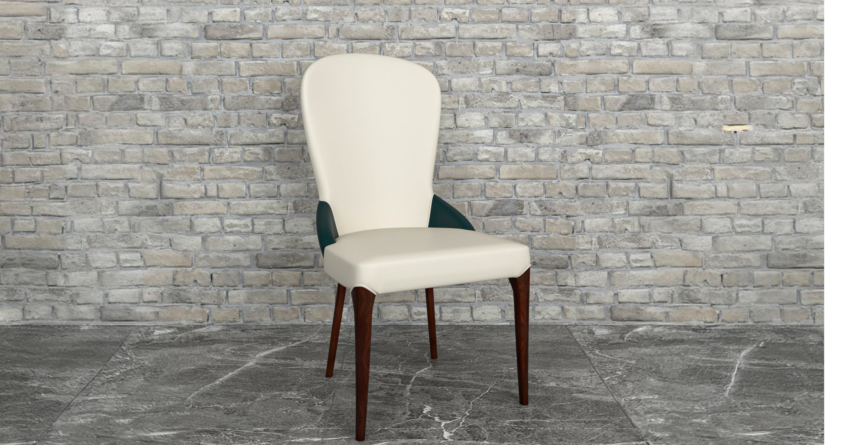 Havana Leather Dining Chair with a Two-Tone Color Design and Rubberwood Legs