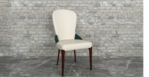 Havana Leather Dining Chair with a Two-Tone Color Design and Rubberwood Legs