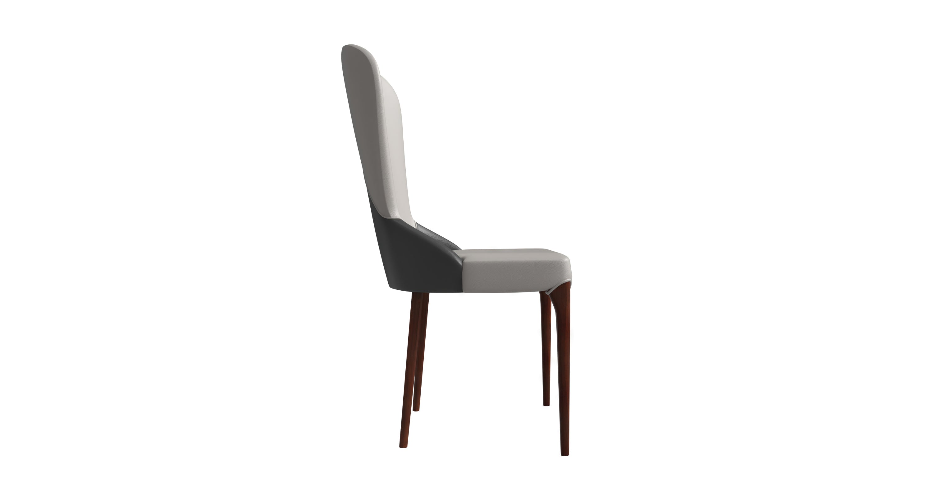 Havana Leather Dining Chair with a Two-Tone Color Design and Rubberwood Legs