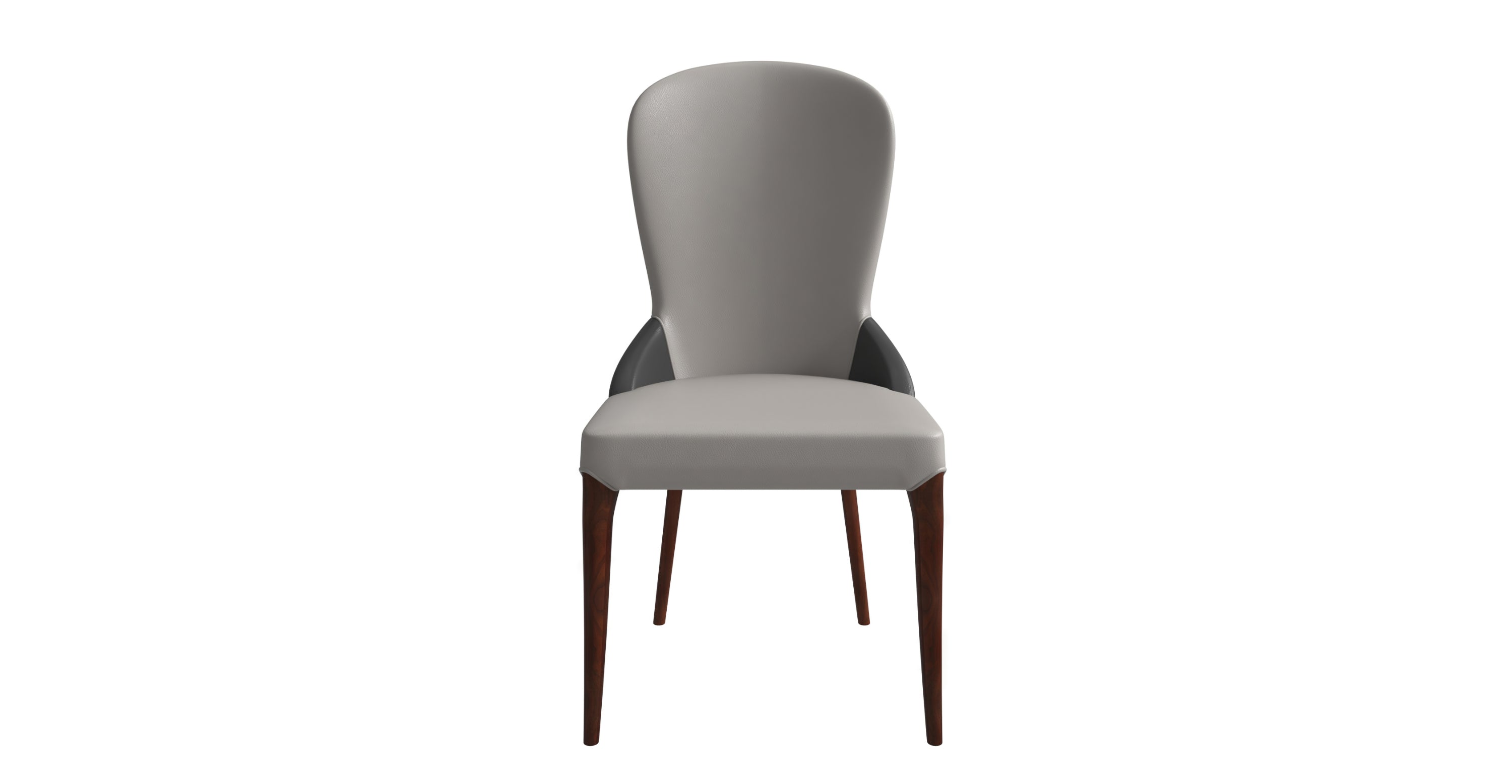 Havana Leather Dining Chair with a Two-Tone Color Design and Rubberwood Legs