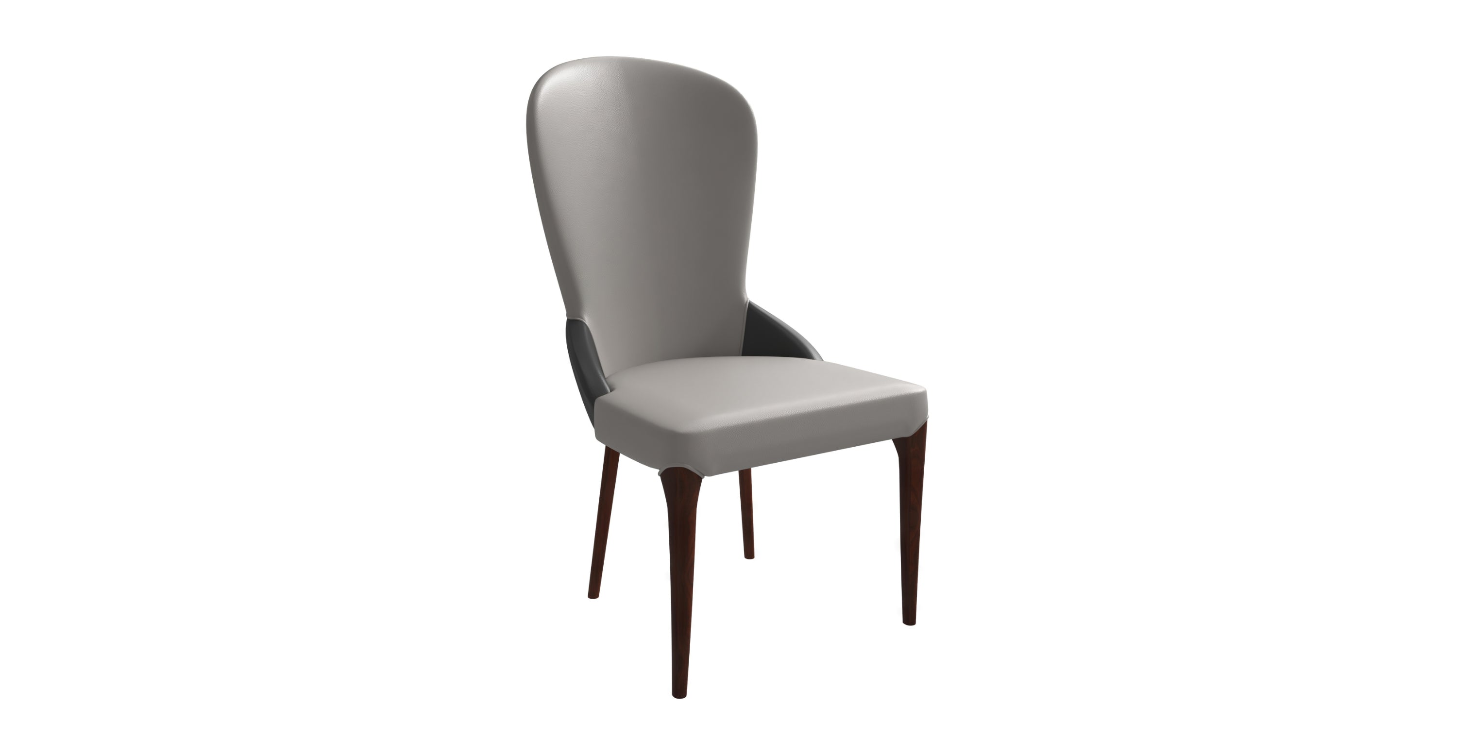 Havana Leather Dining Chair with a Two-Tone Color Design and Rubberwood Legs