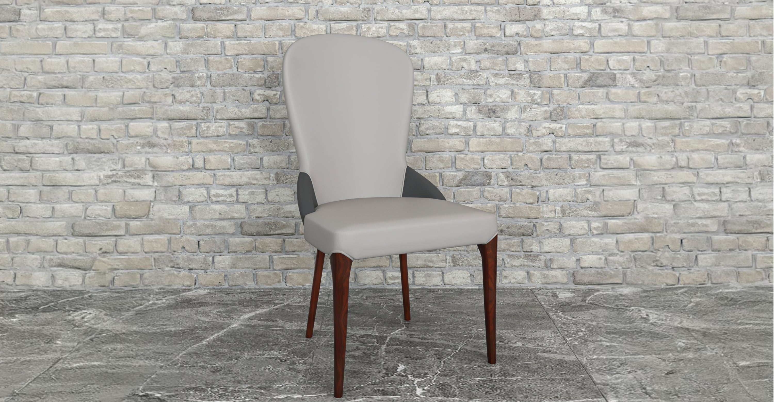 Havana Leather Dining Chair with a Two-Tone Color Design and Rubberwood Legs