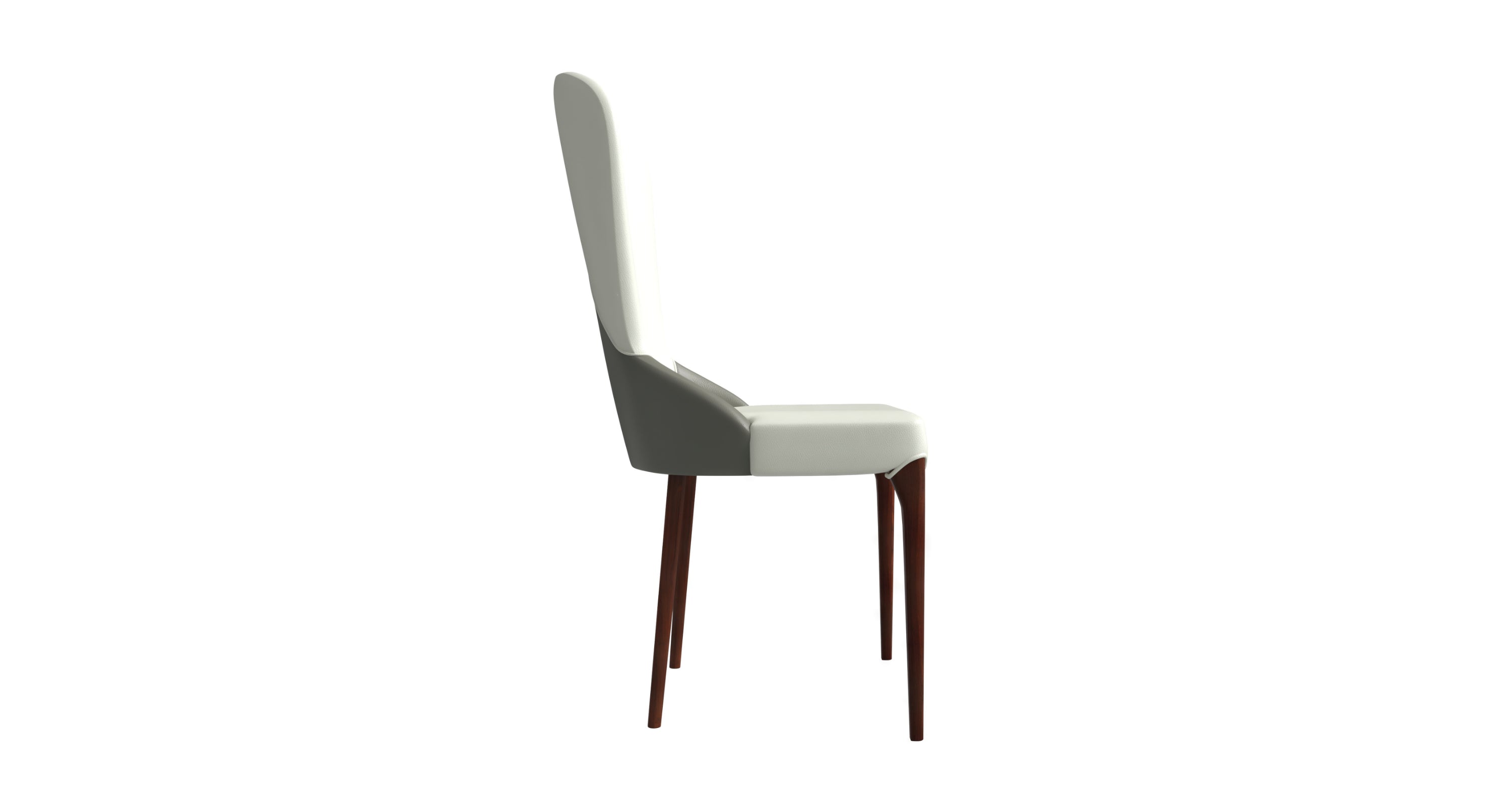 Havana Leather Dining Chair with a Two-Tone Color Design and Rubberwood Legs