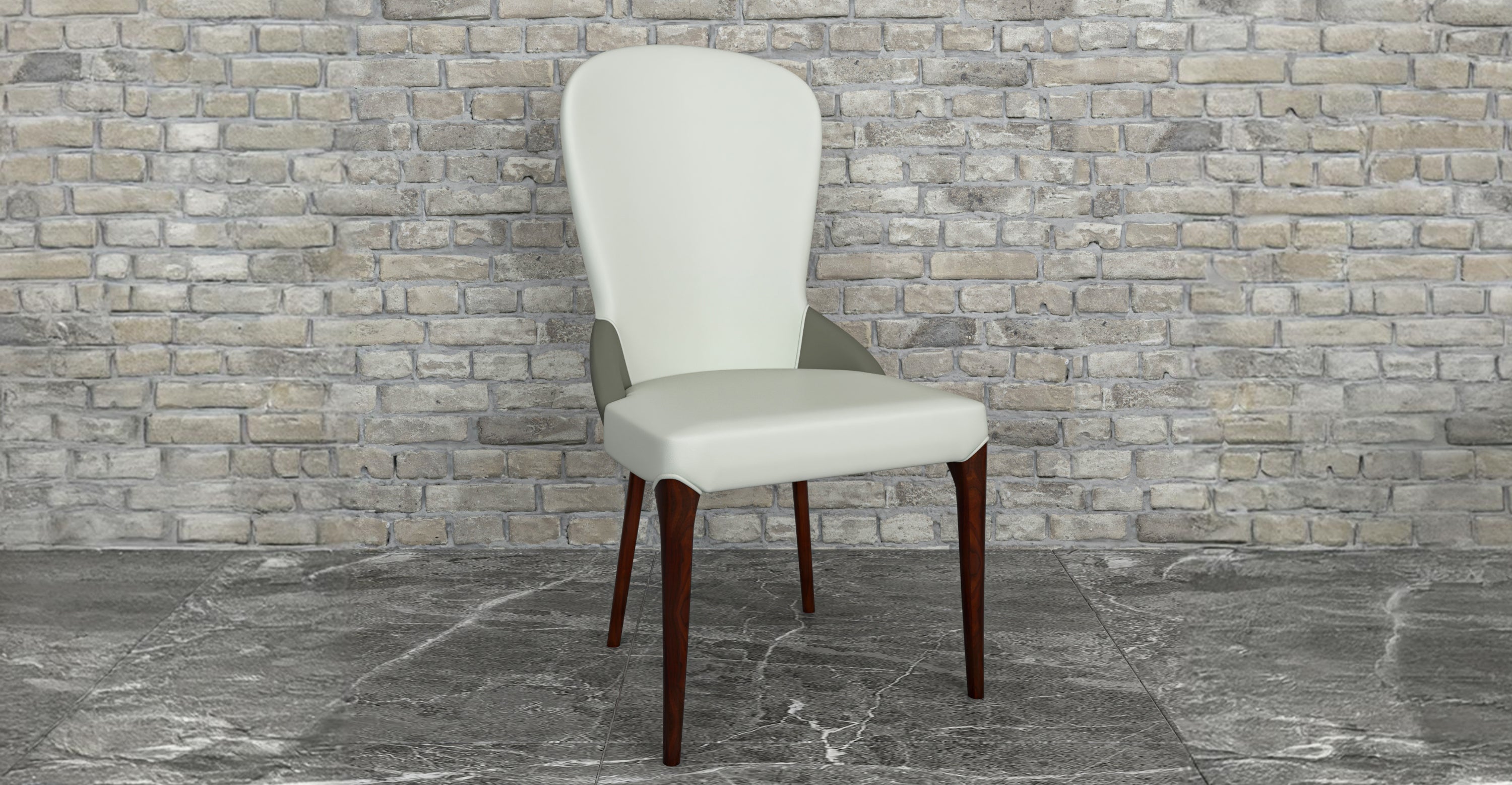 Havana Leather Dining Chair with a Two-Tone Color Design and Rubberwood Legs