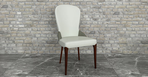 Havana Leather Dining Chair with a Two-Tone Color Design and Rubberwood Legs