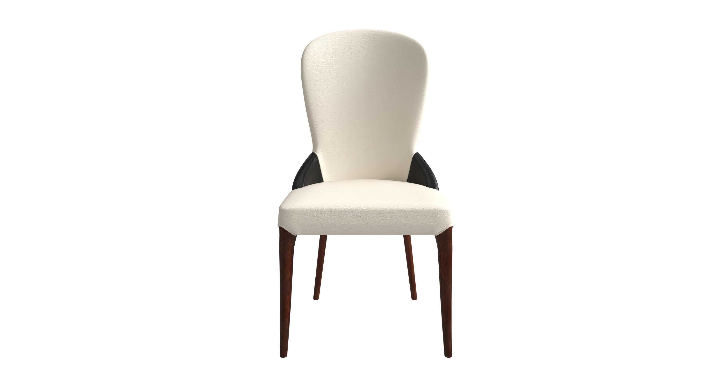 Havana Leather Dining Chair with a Two-Tone Color Design and Rubberwood Legs