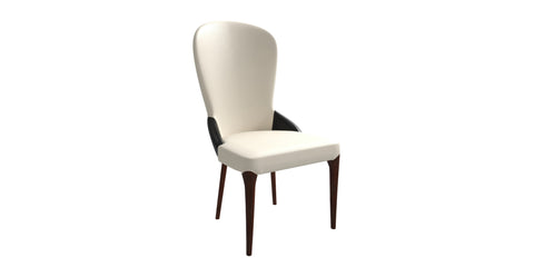 Havana Leather Dining Chair with a Two-Tone Color Design and Rubberwood Legs