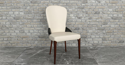 Havana Leather Dining Chair with a Two-Tone Color Design and Rubberwood Legs