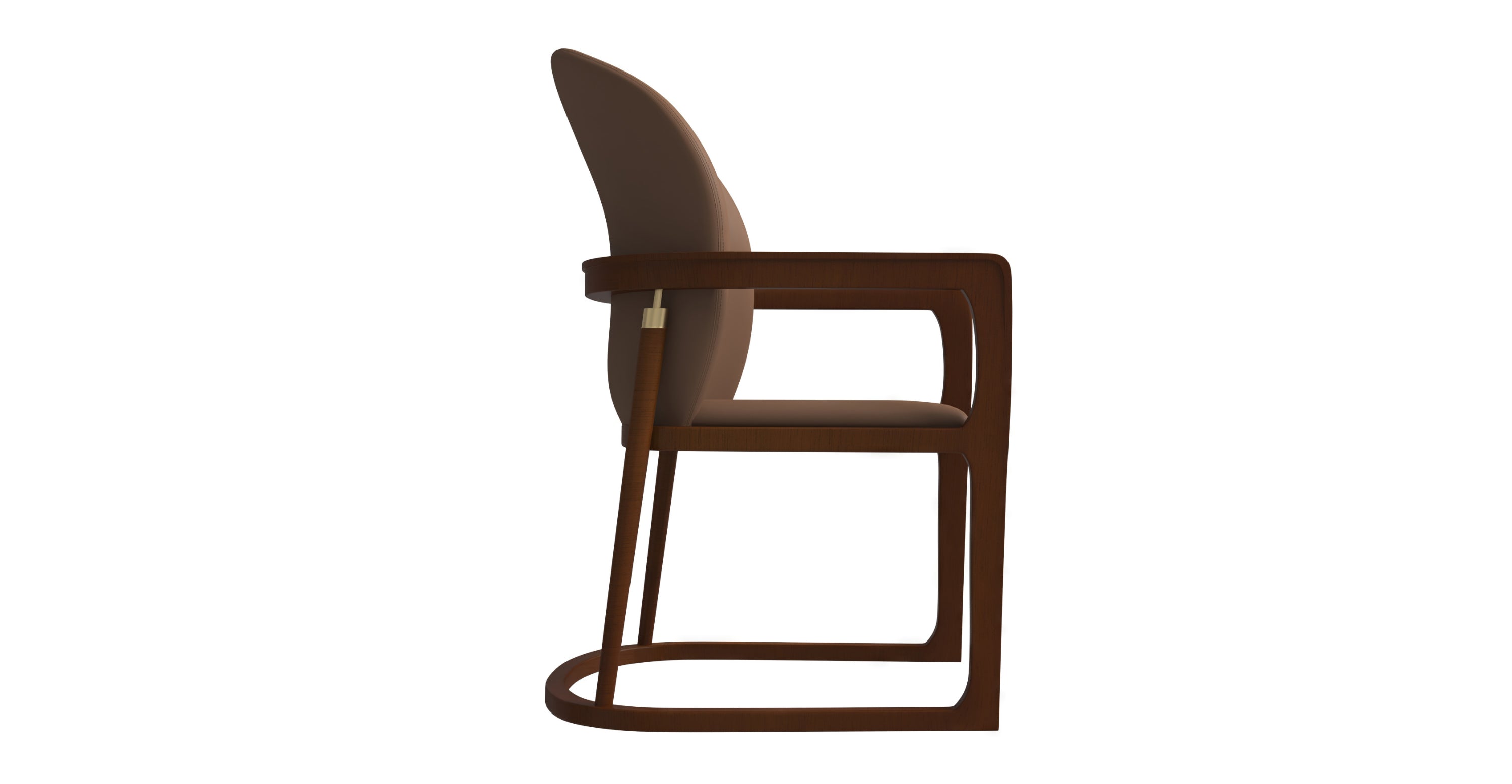 Svelta Dining Chair in Upholstered Leather Accent Arm Chair and Rubberwood Frame and Legs