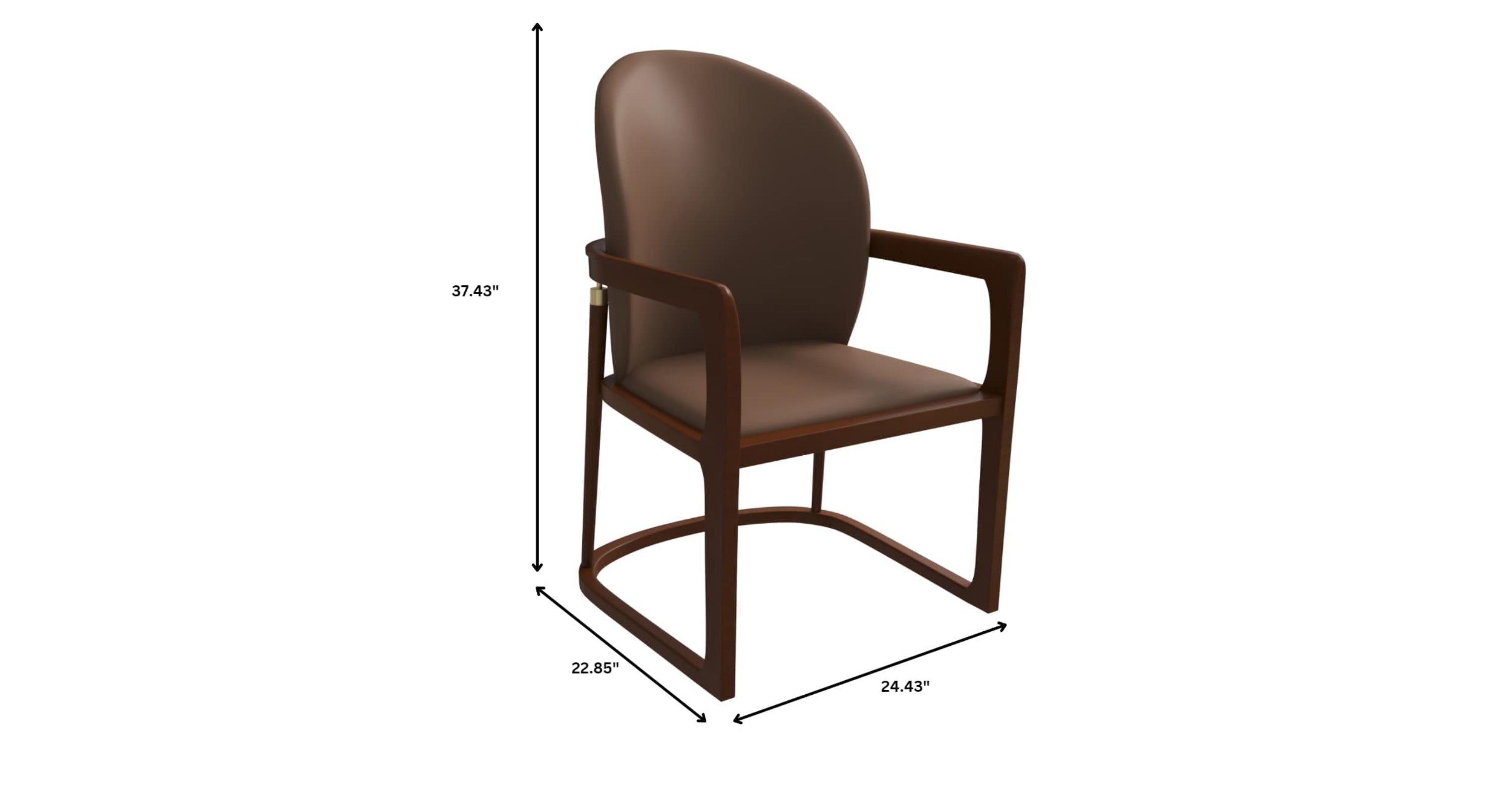 Svelta Dining Chair in Upholstered Leather Accent Arm Chair and Rubberwood Frame and Legs