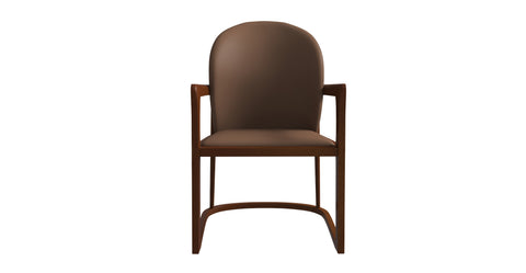 Svelta Dining Chair in Upholstered Leather Accent Arm Chair and Rubberwood Frame and Legs