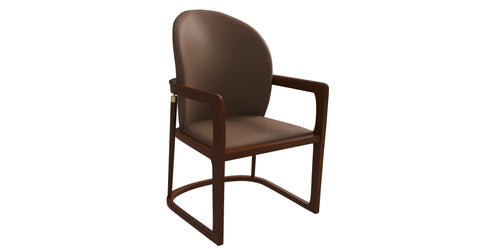 Svelta Dining Chair in Upholstered Leather Accent Arm Chair and Rubberwood Frame and Legs