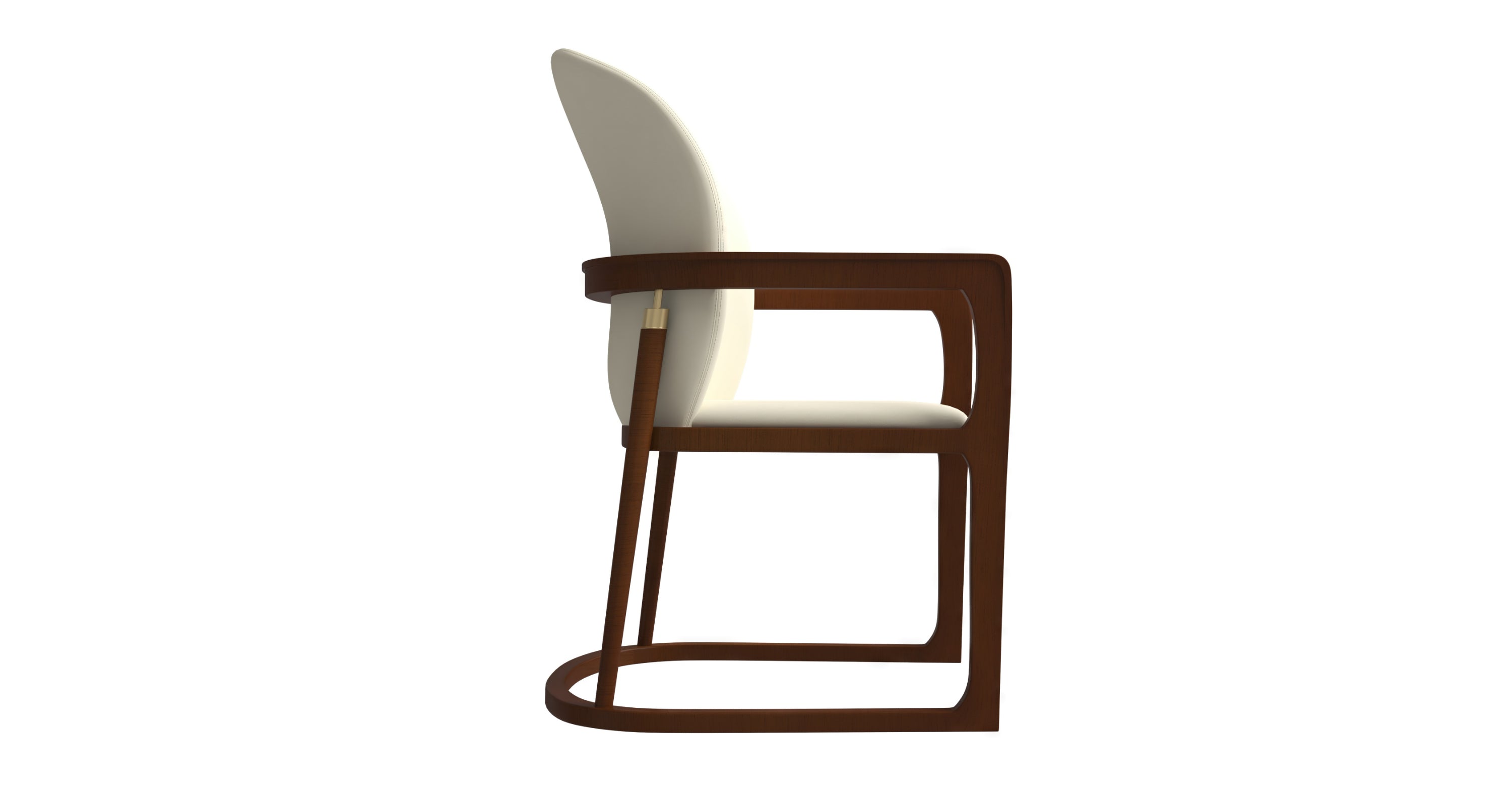 Svelta Dining Chair in Upholstered Leather Accent Arm Chair and Rubberwood Frame and Legs