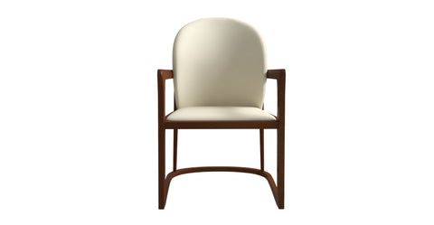 Svelta Dining Chair in Upholstered Leather Accent Arm Chair and Rubberwood Frame and Legs