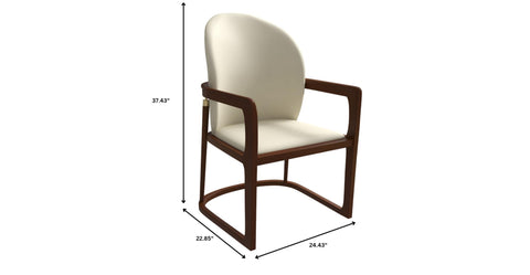 Svelta Dining Chair in Upholstered Leather Accent Arm Chair and Rubberwood Frame and Legs