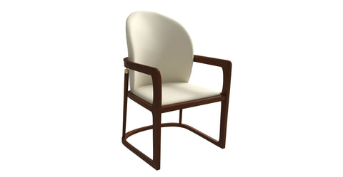 Svelta Dining Chair in Upholstered Leather Accent Arm Chair and Rubberwood Frame and Legs