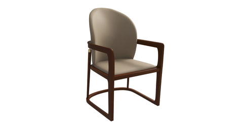 Svelta Dining Chair in Upholstered Leather Accent Arm Chair and Rubberwood Frame and Legs