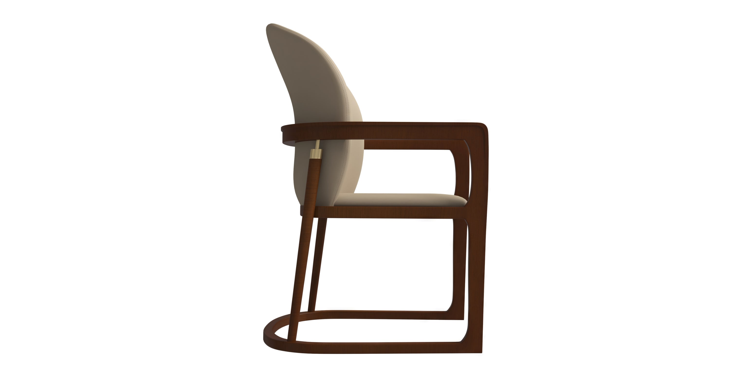 Svelta Dining Chair in Upholstered Leather Accent Arm Chair and Rubberwood Frame and Legs