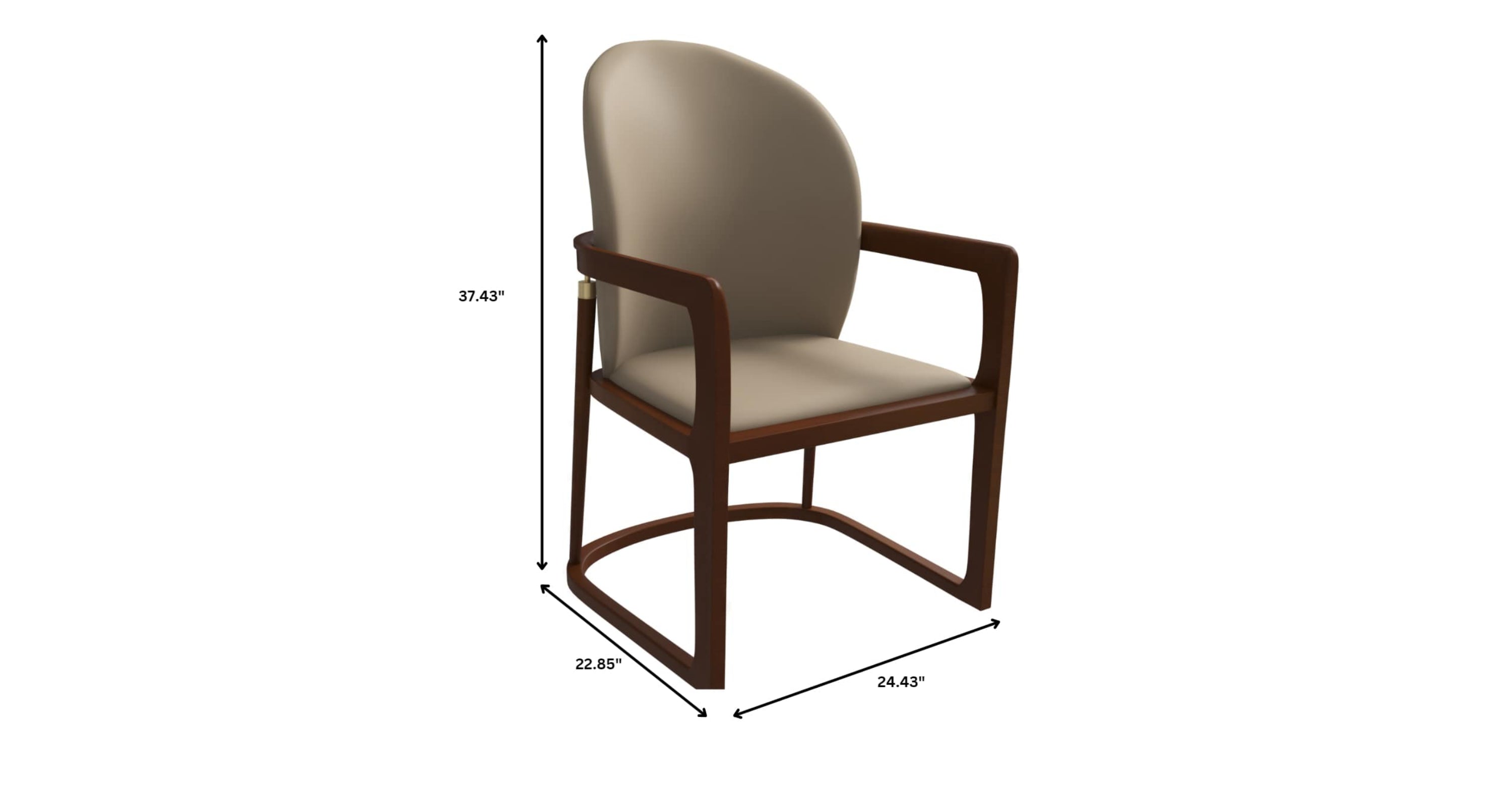 Svelta Dining Chair in Upholstered Leather Accent Arm Chair and Rubberwood Frame and Legs