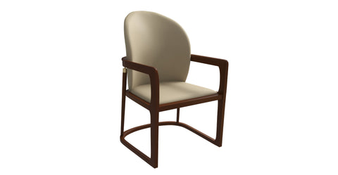 Svelta Dining Chair in Upholstered Leather Accent Arm Chair and Rubberwood Frame and Legs