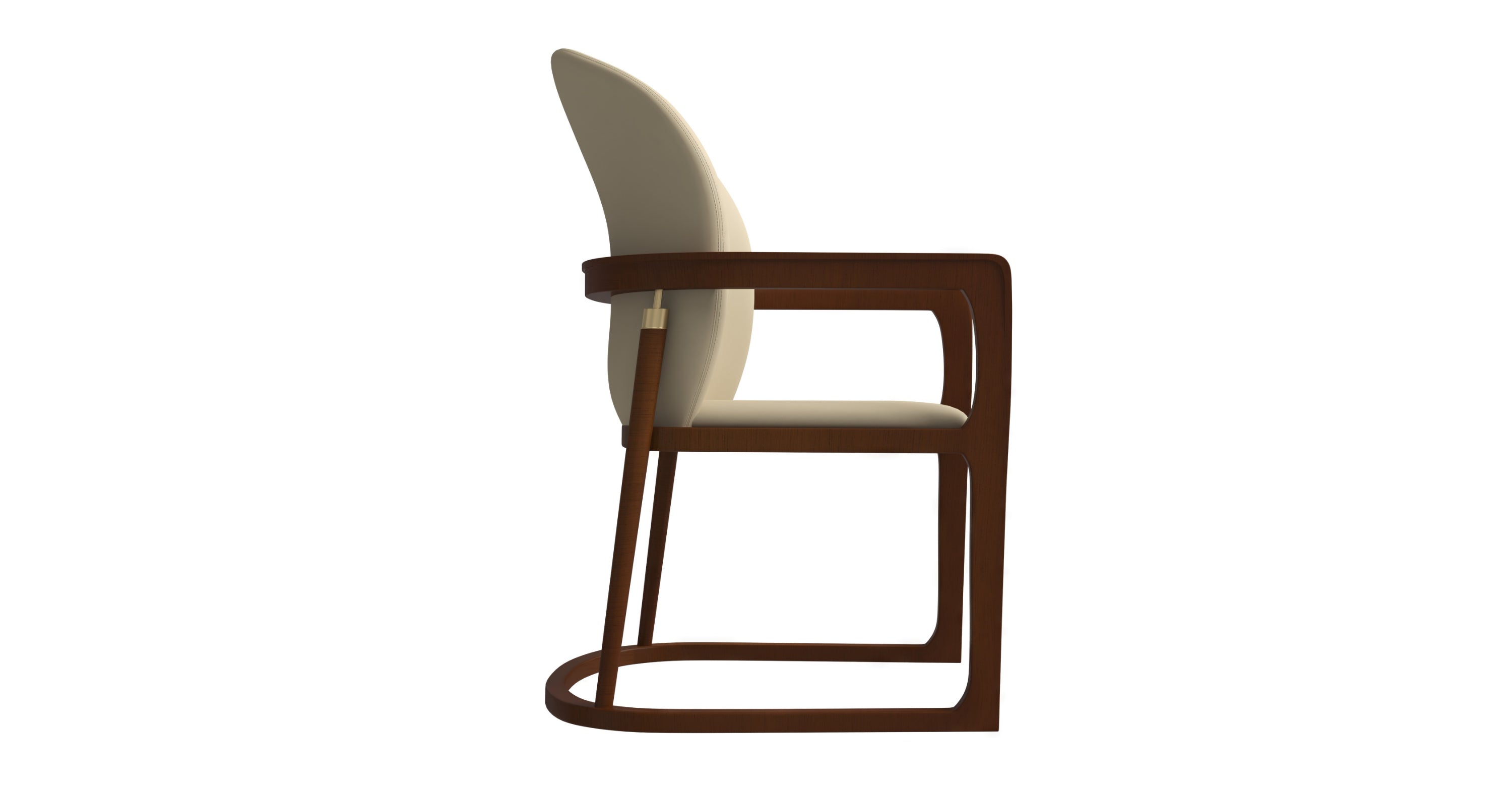 Svelta Dining Chair in Upholstered Leather Accent Arm Chair and Rubberwood Frame and Legs