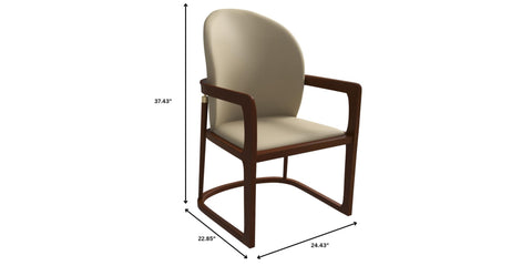 Svelta Dining Chair in Upholstered Leather Accent Arm Chair and Rubberwood Frame and Legs