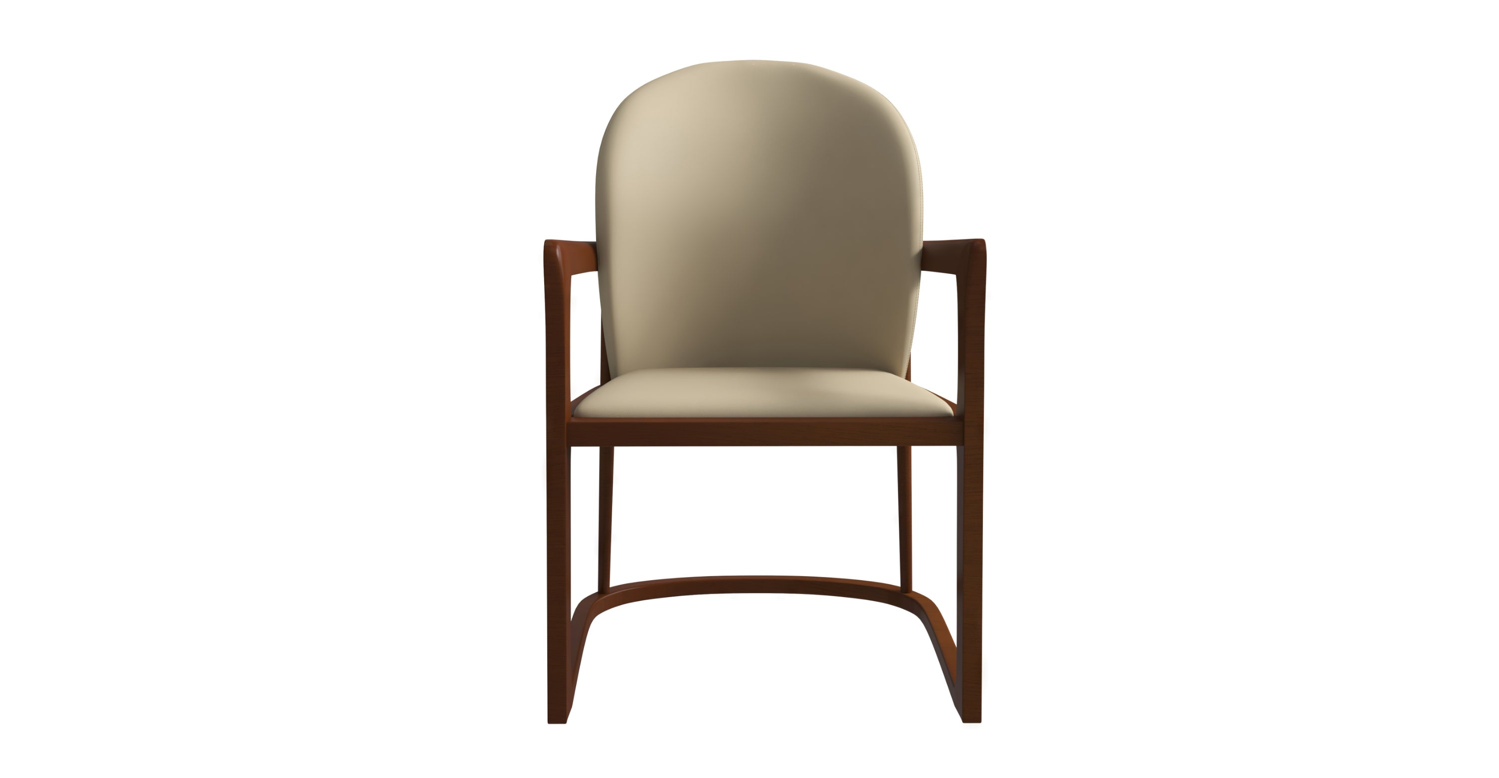 Svelta Dining Chair in Upholstered Leather Accent Arm Chair and Rubberwood Frame and Legs