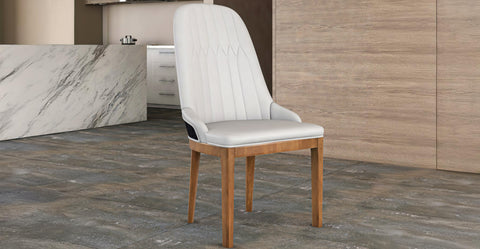 Verisma Dining Chair Upholstered in Leather with Diamond Stitching Back Design