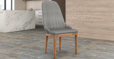 Verisma Dining Chair Upholstered in Leather with Diamond Stitching Back Design