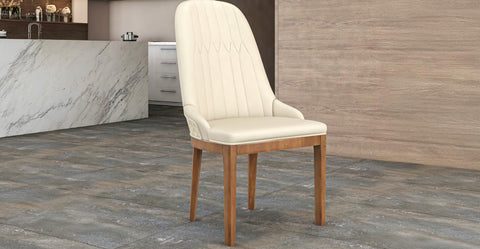 Verisma Dining Chair Upholstered in Leather with Diamond Stitching Back Design