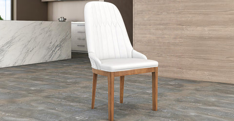 Verisma Dining Chair Upholstered in Leather with Diamond Stitching Back Design