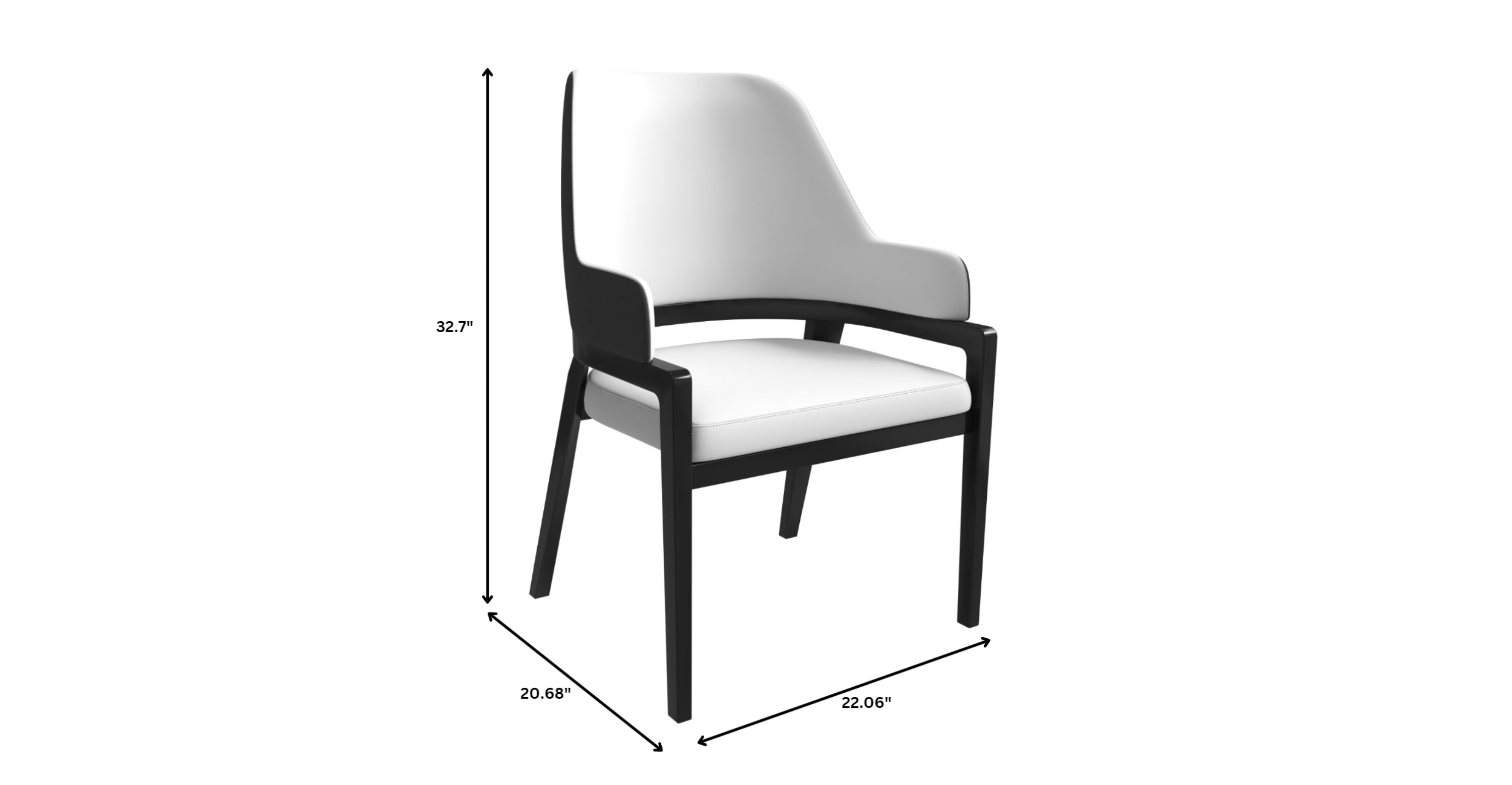 Ethora Dining Chair Upholstered in Leather with Curved Open Back Design and Rubberwood Frame