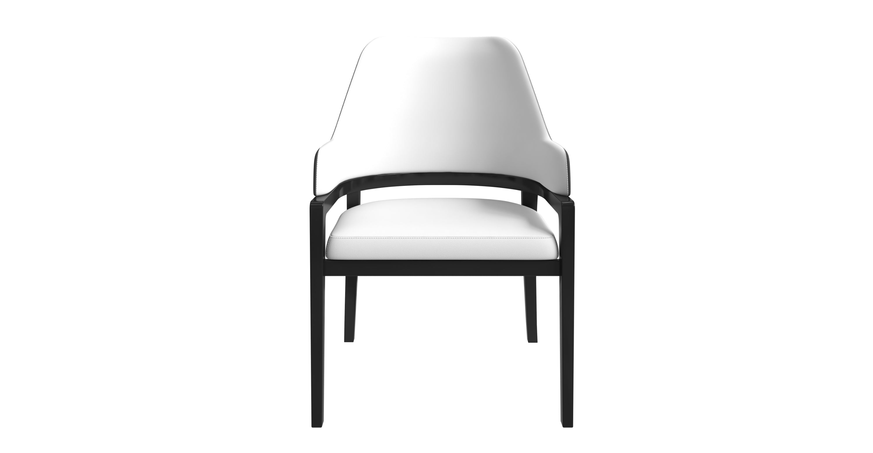 Ethora Dining Chair Upholstered in Leather with Curved Open Back Design and Rubberwood Frame