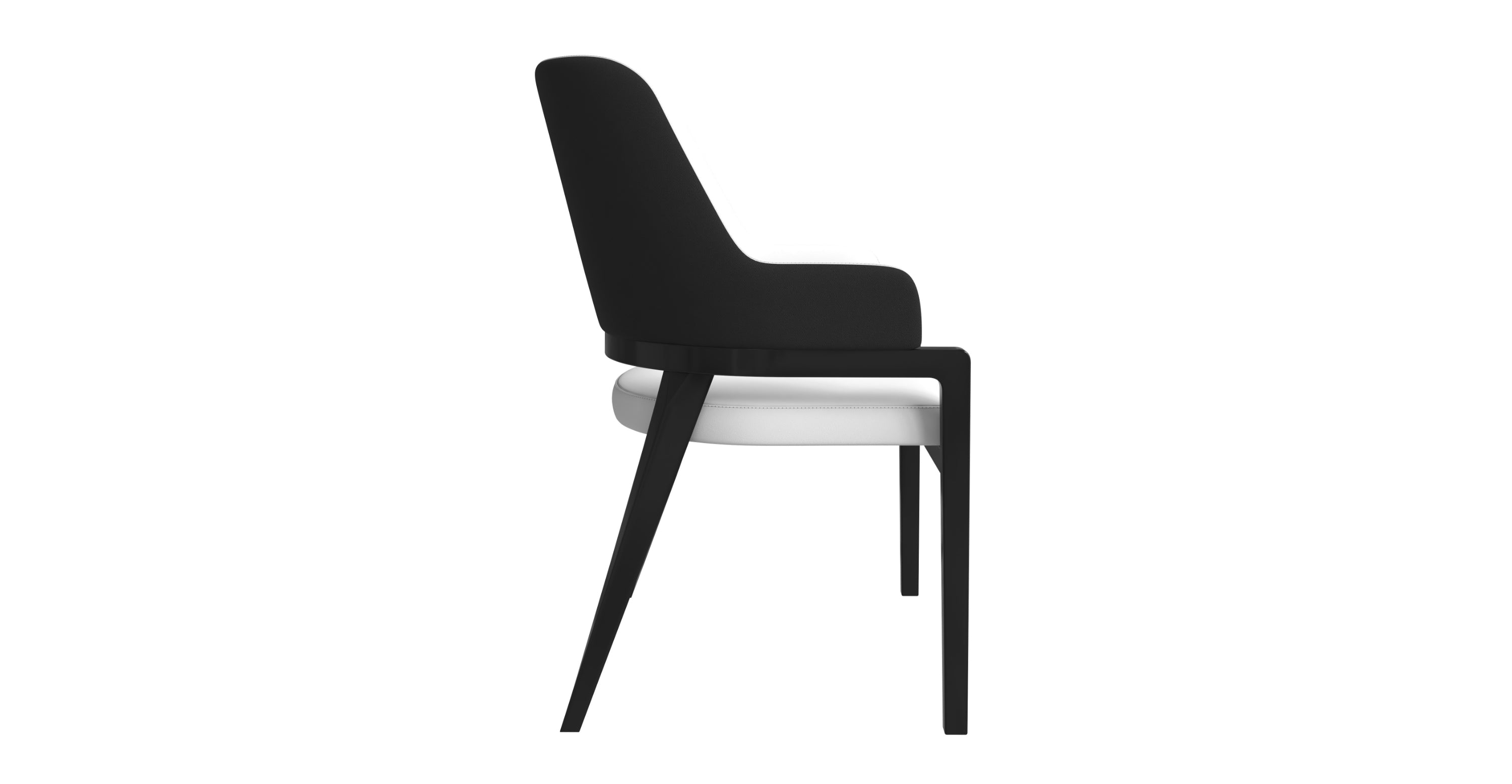 Ethora Dining Chair Upholstered in Leather with Curved Open Back Design and Rubberwood Frame