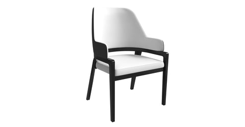 Ethora Dining Chair Upholstered in Leather with Curved Open Back Design and Rubberwood Frame