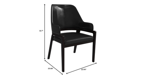 Ethora Dining Chair Upholstered in Leather with Curved Open Back Design and Rubberwood Frame