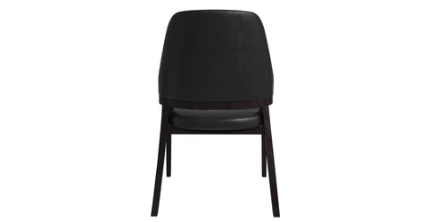 Ethora Dining Chair Upholstered in Leather with Curved Open Back Design and Rubberwood Frame