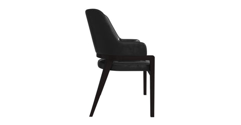 Ethora Dining Chair Upholstered in Leather with Curved Open Back Design and Rubberwood Frame