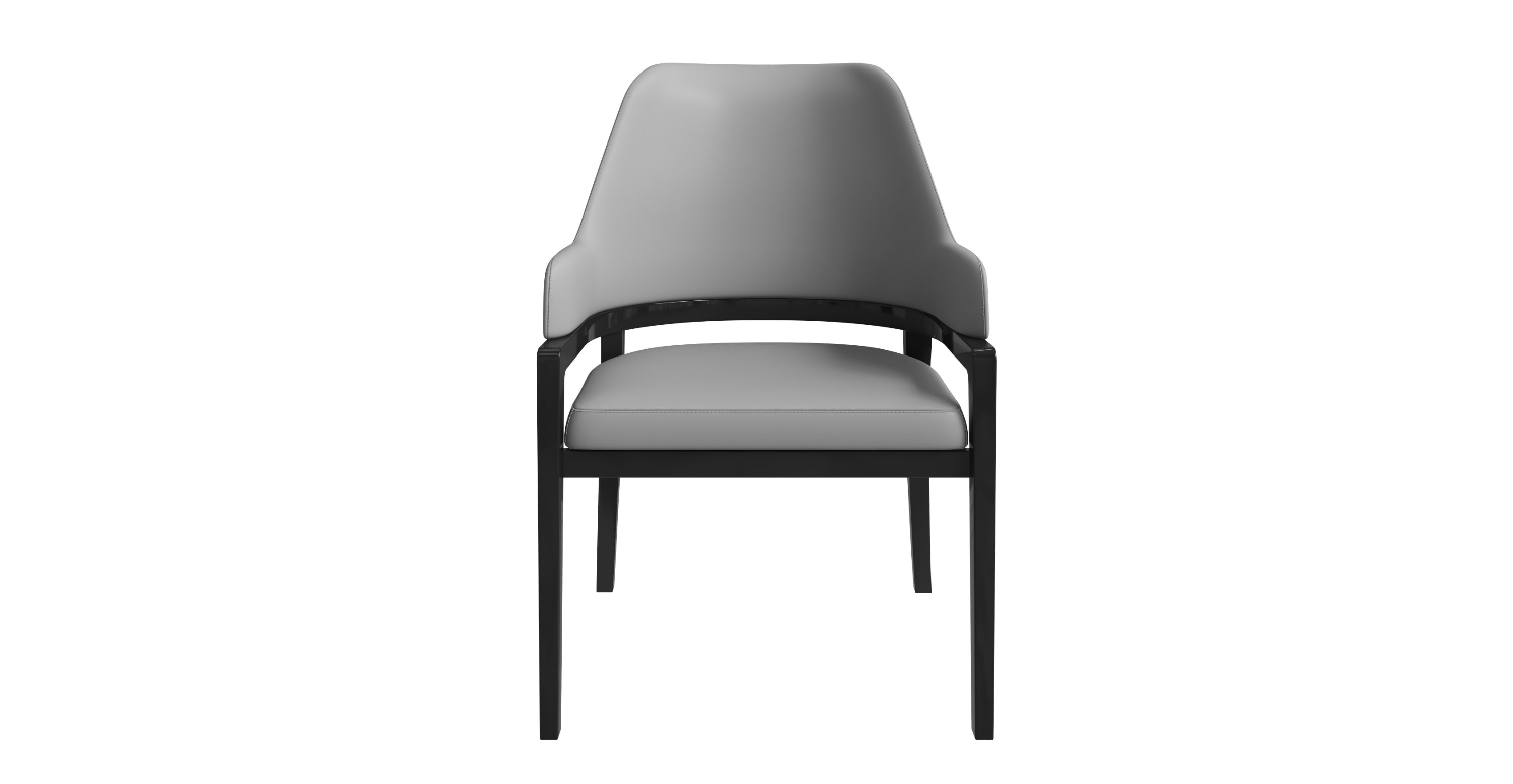 Ethora Dining Chair Upholstered in Leather with Curved Open Back Design and Rubberwood Frame